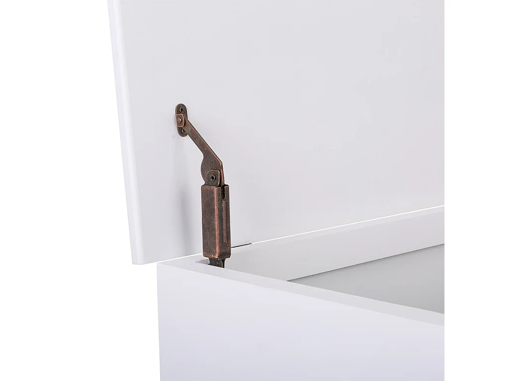 Banqueta baúl de madera blanca 83x41,5x62,5
