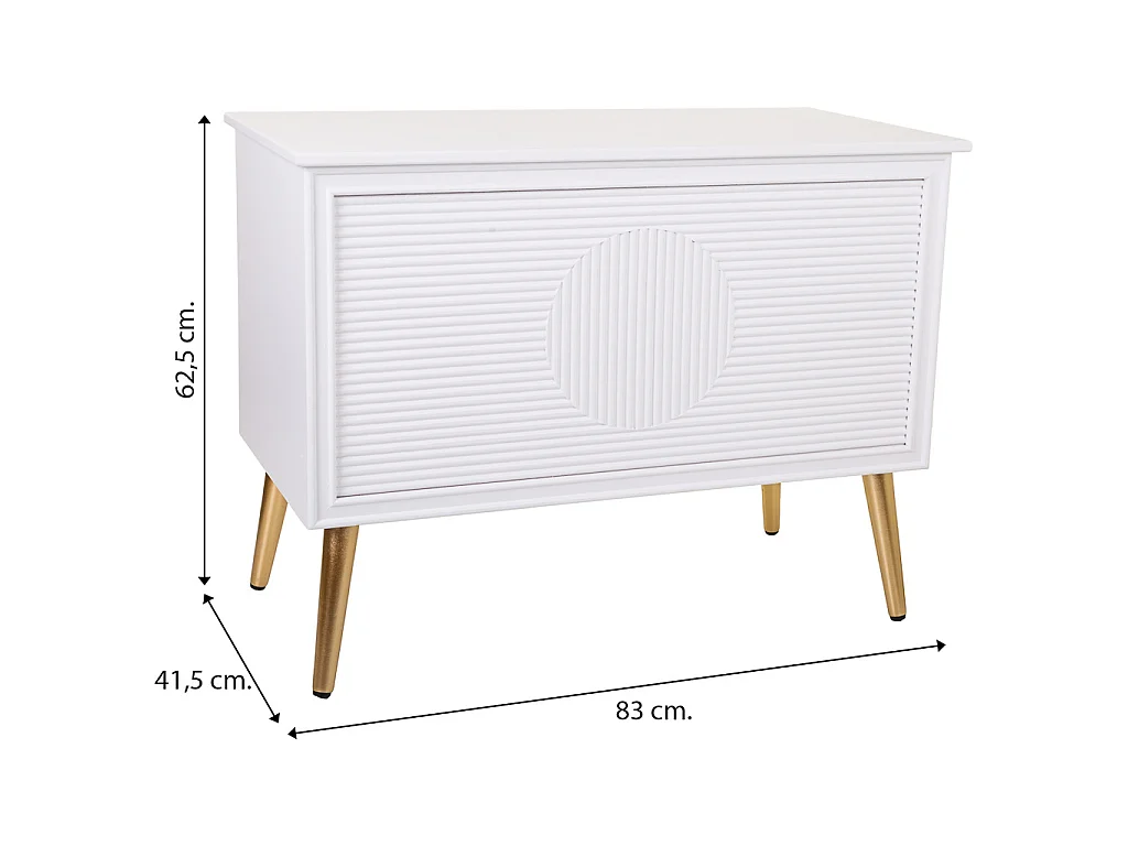 Banqueta baúl de madera blanca 83x41,5x62,5