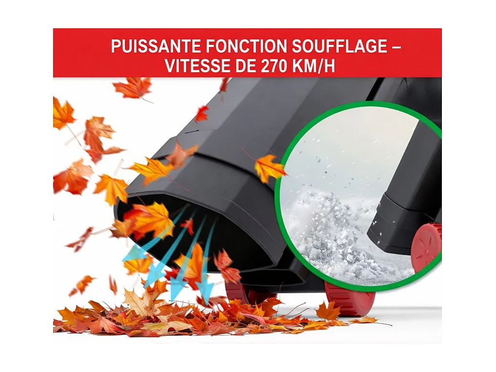 LV3245 Souffleur de feuille à l’air électrique 3200W 3en1 Aspirateur Souffleur Broyeur 45L