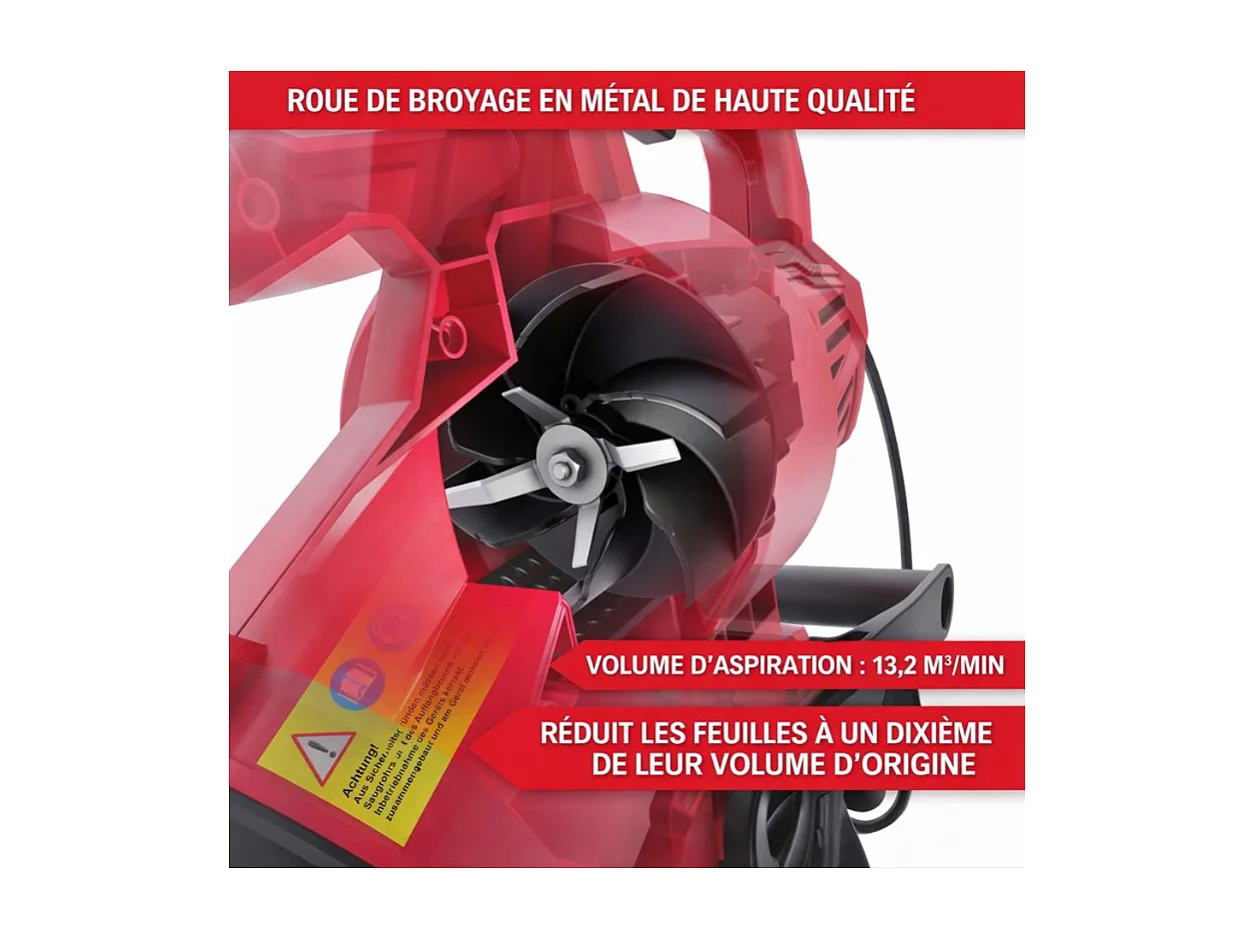 LV3245 Souffleur de feuille à l’air électrique 3200W 3en1 Aspirateur Souffleur Broyeur 45L