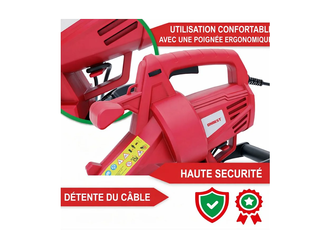 LV3245 Souffleur de feuille à l’air électrique 3200W 3en1 Aspirateur Souffleur Broyeur 45L