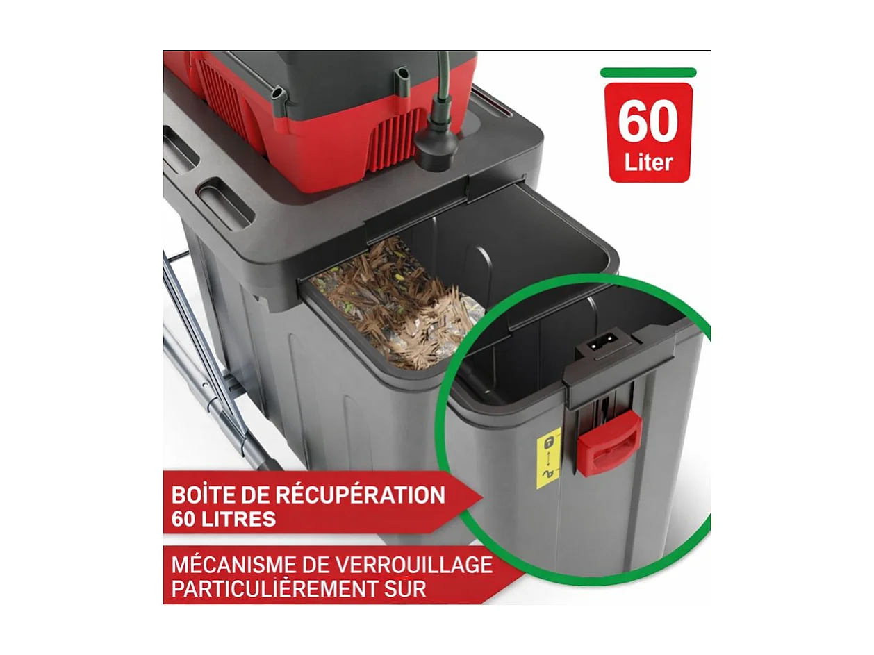 Broyeur de vegetaux electrique RS2844  2800 W Bac collecteur 60 L