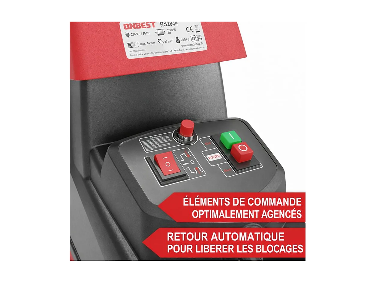 Broyeur de vegetaux electrique RS2844  2800 W Bac collecteur 60 L