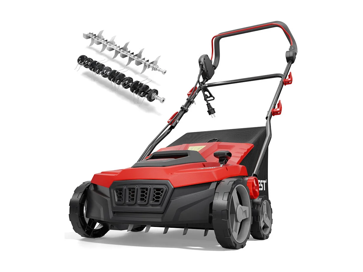 Scarificateur Aérateur de pelouse électrique 2 en 1 1800 watt Largeur travail 38cm