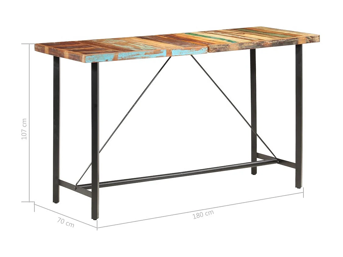 Ensemble de bar 9 pc Bois de récupération et cuir véritable