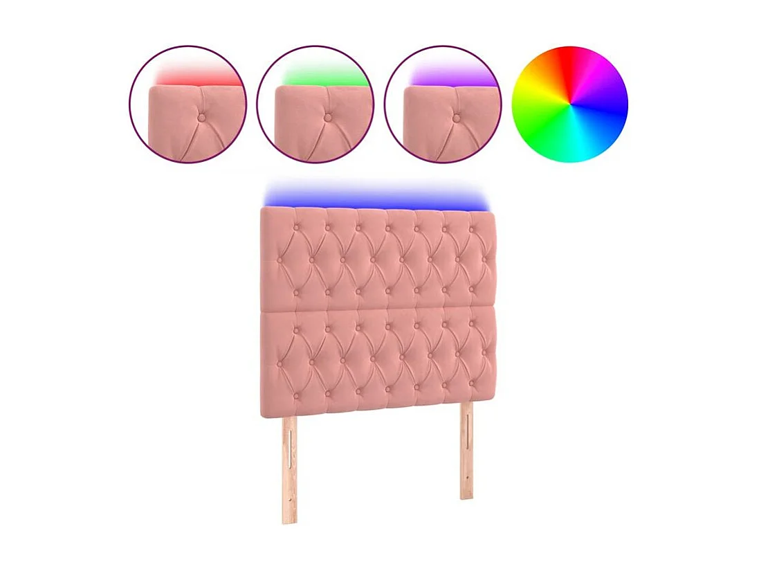 Tête de lit à LED Rose 90x7x118-128 Velours