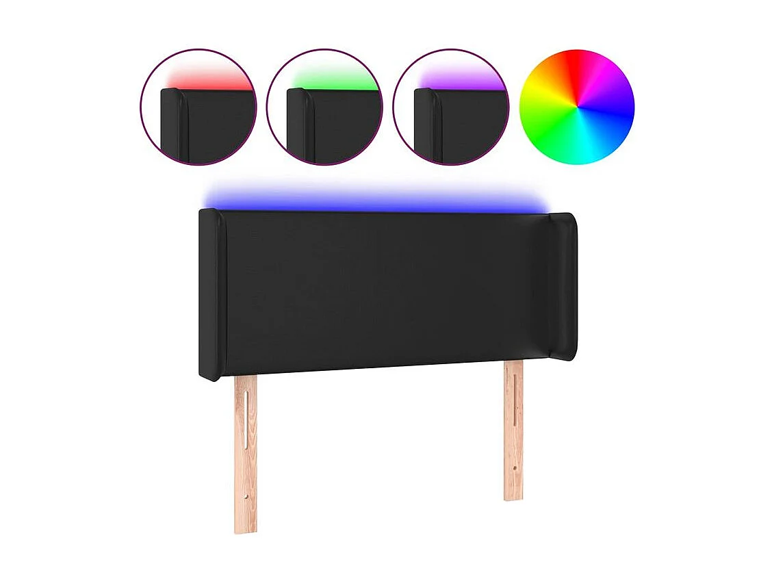 Tête de lit à LED Noir 93x16x78-88 Similicuir