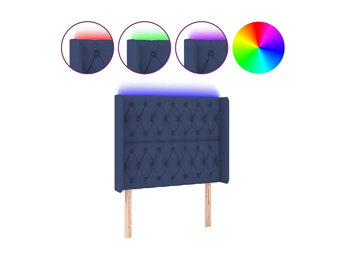 Tête de lit à LED Bleu 93x16x118-128 Tissu