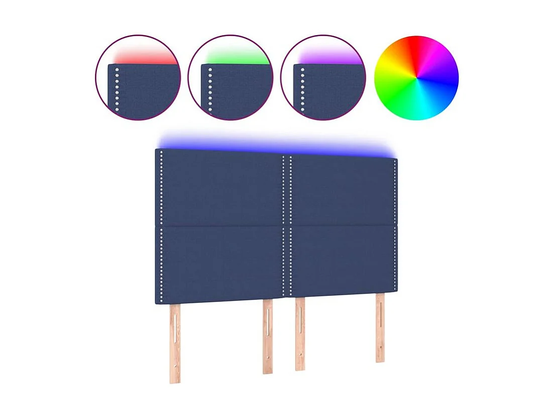 Tête de lit à LED Bleu 144x5x118-128 Tissu