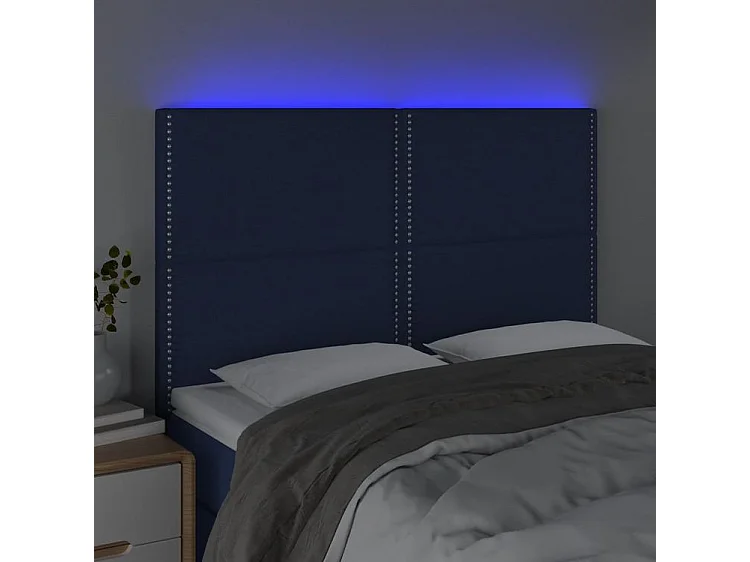Tête de lit à LED Bleu 144x5x118-128 Tissu