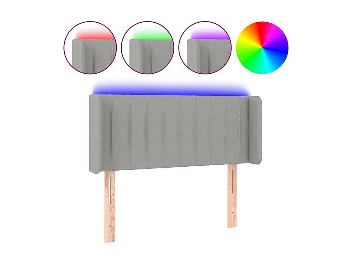 Tête de lit à LED Gris clair 93x16x78-88 Tissu