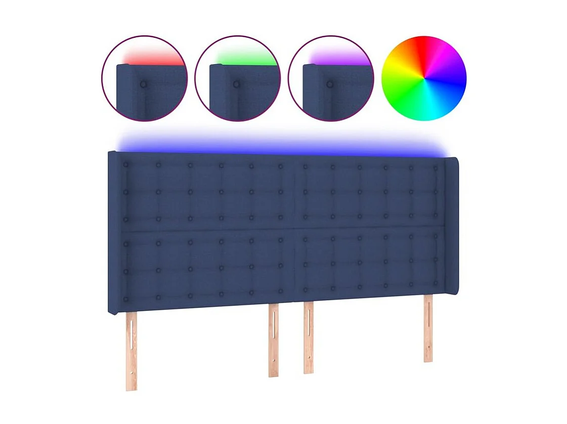 Tête de lit à LED Bleu 183x16x118-128 Tissu