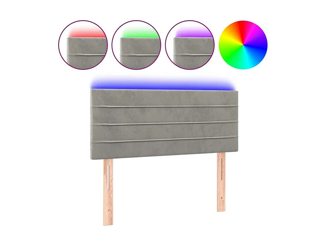 Tête de lit à LED Gris clair 100x5x78-88 Velours
