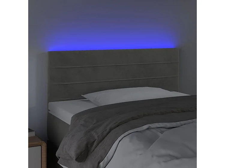 Tête de lit à LED Gris clair 100x5x78-88 Velours