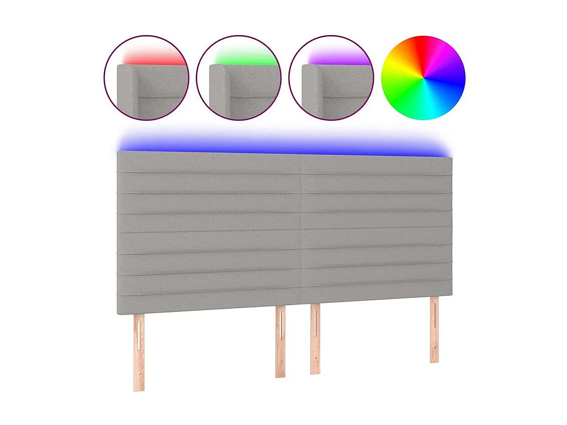 Tête de lit à LED Gris clair 200x5x118-128 Tissu