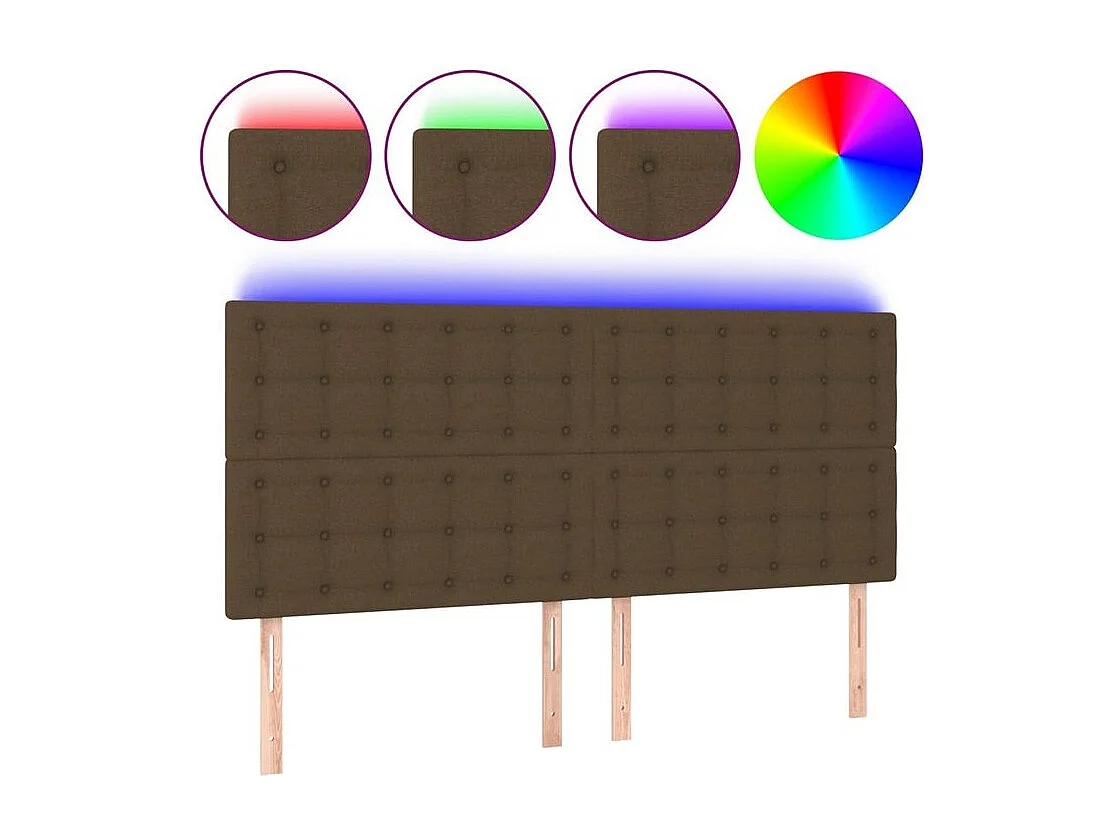 Tête de lit à LED Marron foncé 160x5x118-128 Tissu