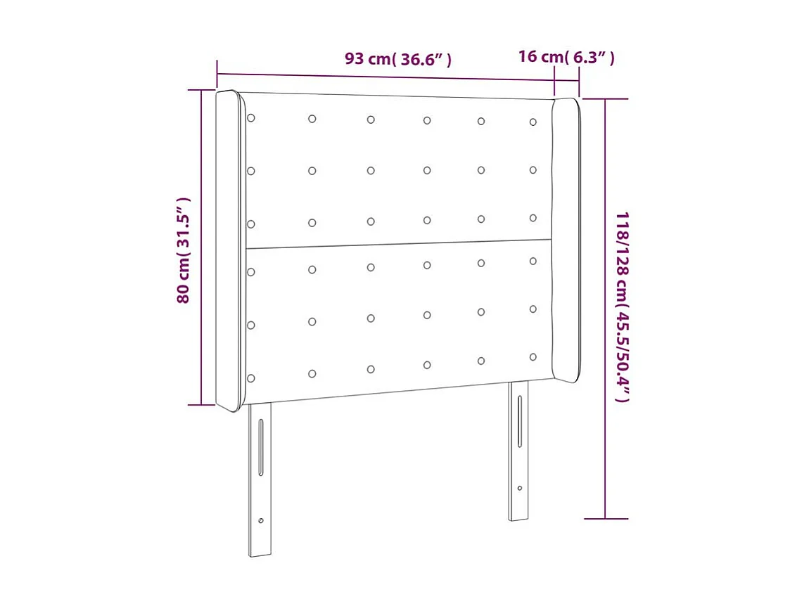 Tête de lit à LED Crème 93x16x118-128 Tissu