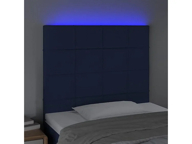 Tête de lit à LED Bleu 80x5x118-128 Tissu