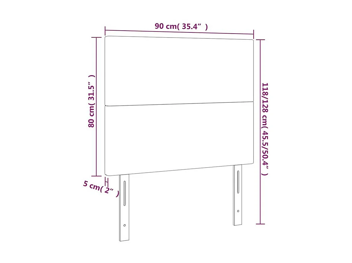 Tête de lit à LED Rose 90x5x118-128 Velours
