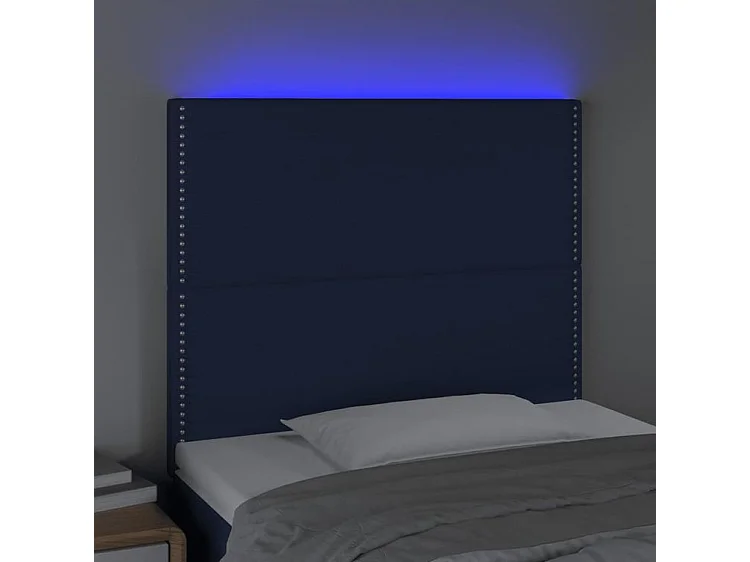 Tête de lit à LED Bleu 90x5x118-128 Tissu