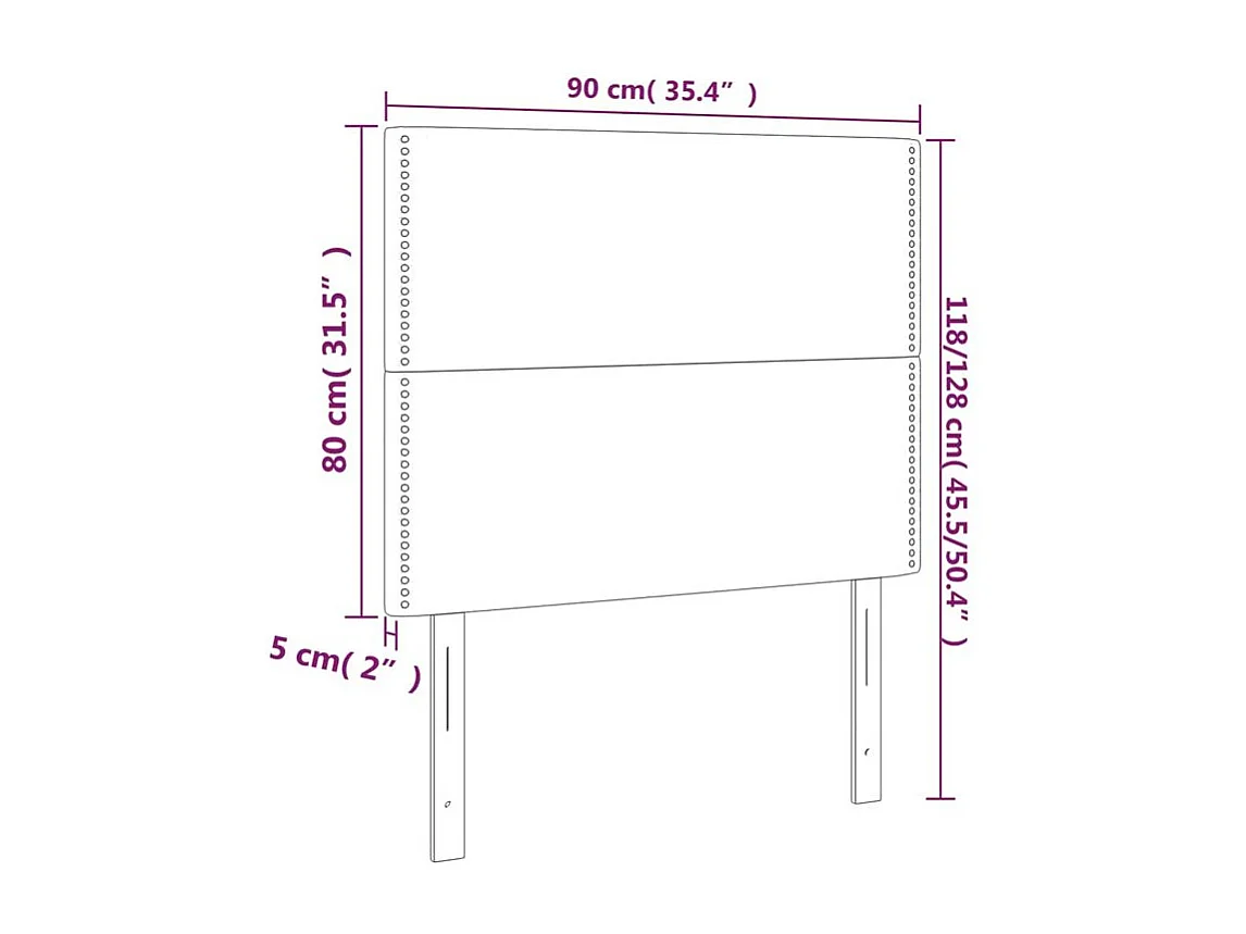 Tête de lit à LED Bleu 90x5x118-128 Tissu