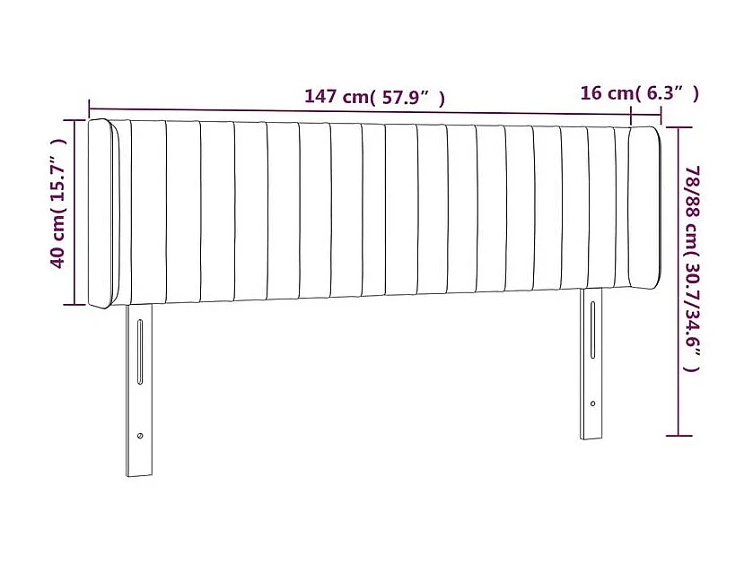 Tête de lit à LED Gris foncé 147x16x78-88 Velours