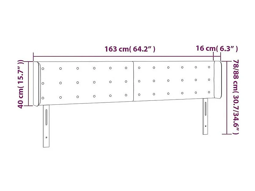 Tête de lit à LED Gris foncé 163x16x78-88 Tissu