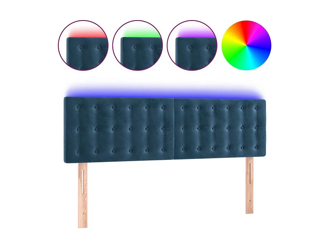 Tête de lit à LED Bleu foncé 144x5x78-88 Velours