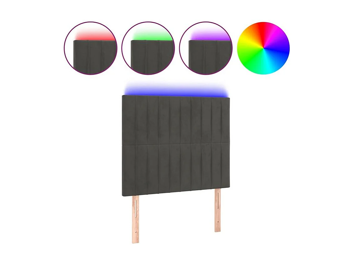 Tête de lit à LED Gris foncé 80x5x118-128 Velours