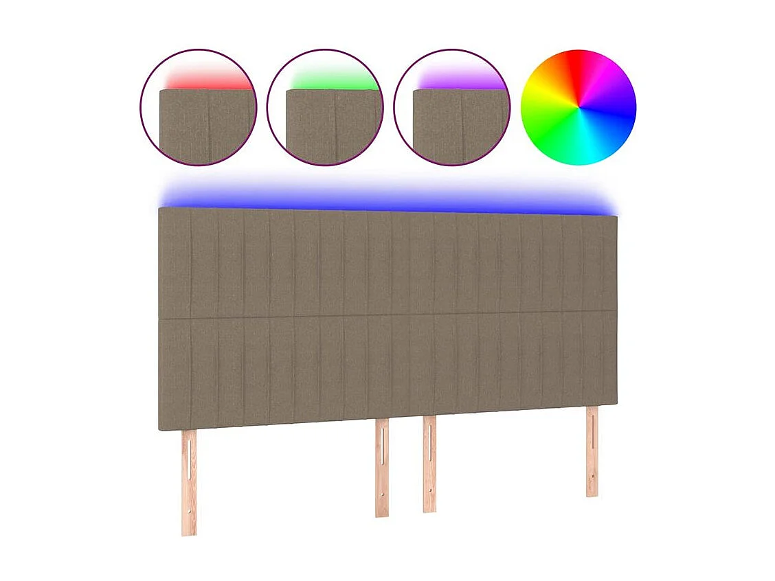 Tête de lit à LED Taupe 160x5x118-128 Tissu