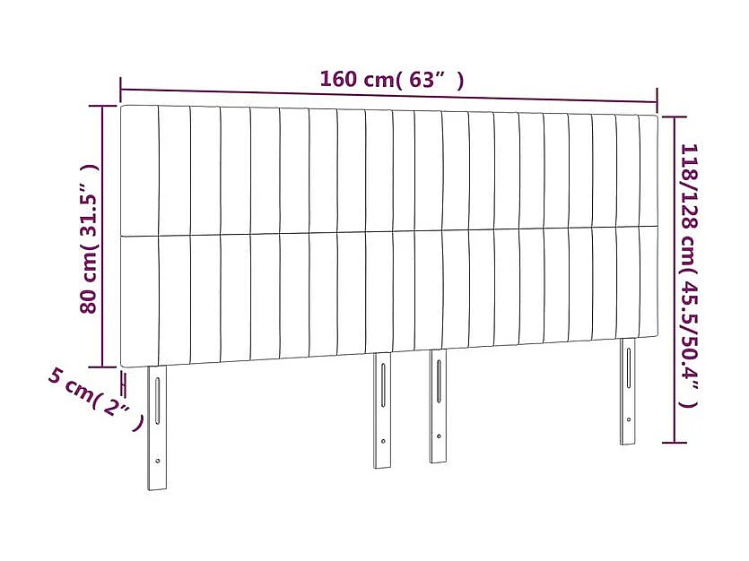 Tête de lit à LED Taupe 160x5x118-128 Tissu