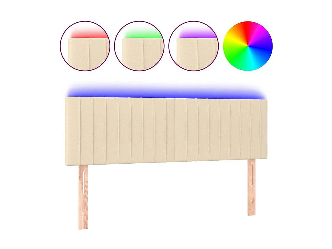 Tête de lit à LED Crème 144x5x78-88 Tissu