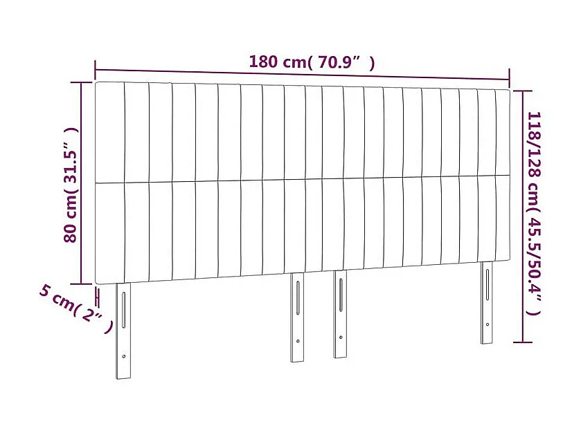 Tête de lit à LED Crème 180x5x118-128 Tissu