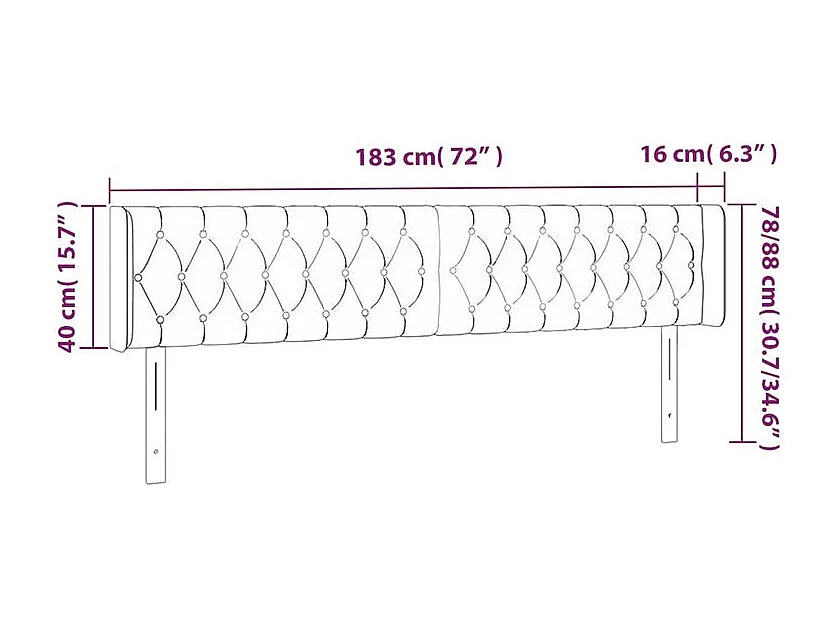 Tête de lit à LED Bleu 183x16x78-88 Tissu
