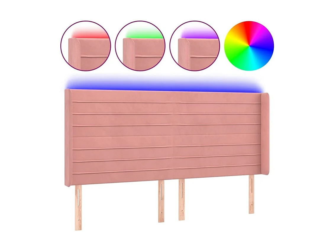 Tête de lit à LED Rose 203x16x118-128 Velours