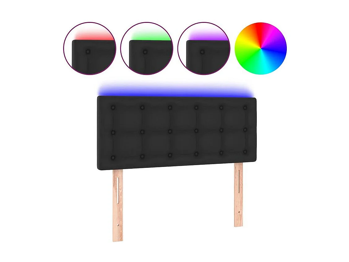 Tête de lit à LED Noir 100x5x78-88 Similicuir