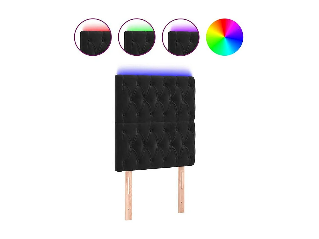 Tête de lit à LED Noir 80x7x118-128 Velours
