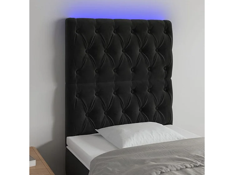 Tête de lit à LED Noir 80x7x118-128 Velours