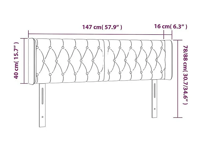 Tête de lit à LED Crème 147x16x78-88 Tissu
