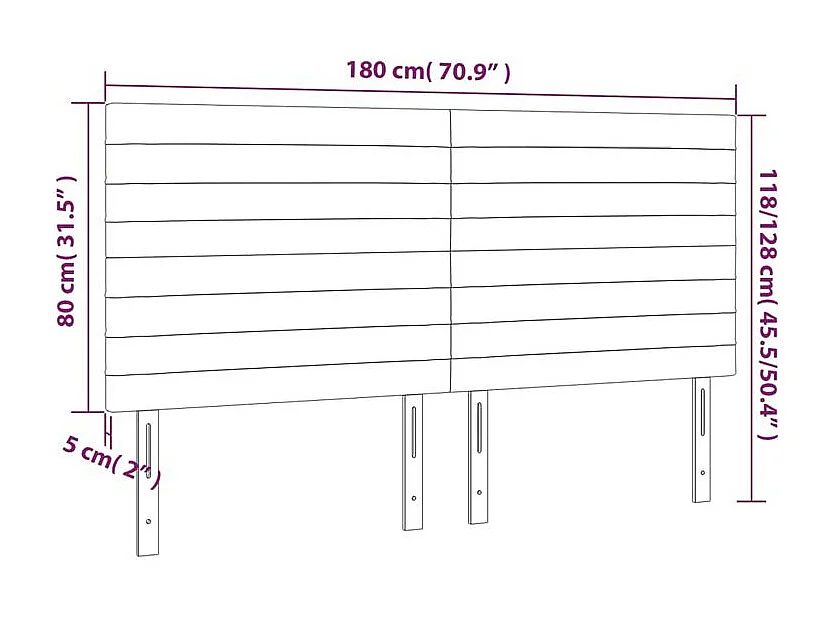 Tête de lit à LED Crème 180x5x118-128 Tissu