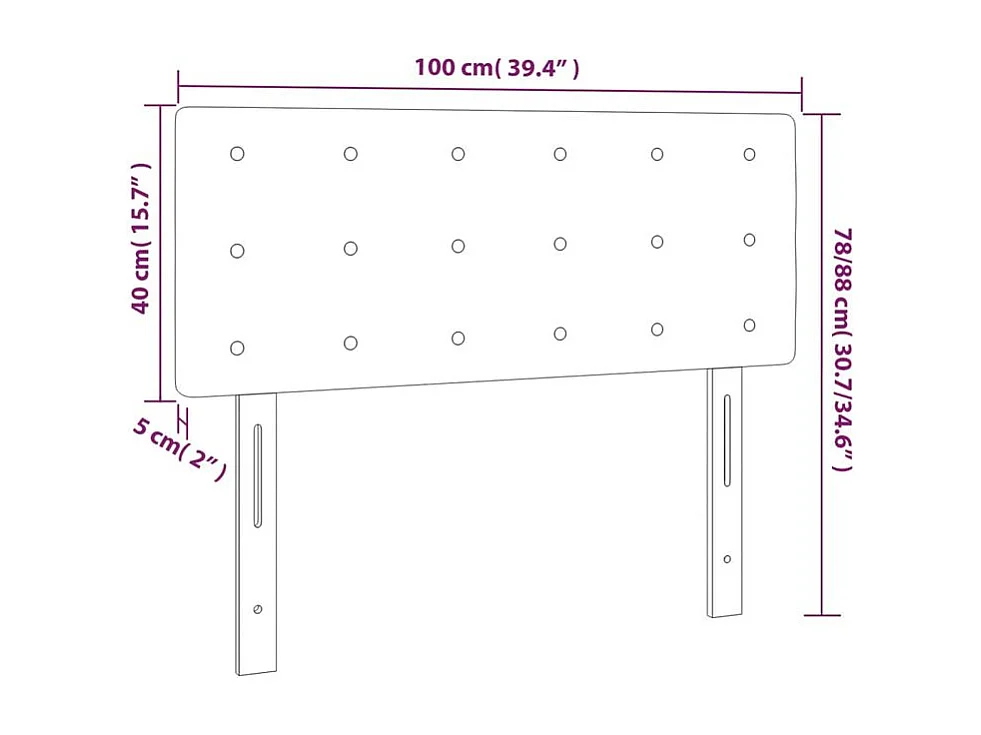 Tête de lit à LED Bleu 100x5x78-88 Tissu