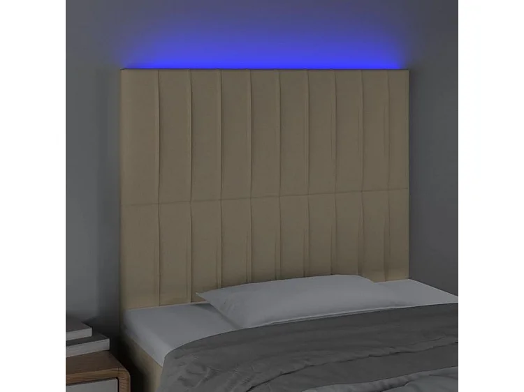 Tête de lit à LED Crème 80x5x118-128 Tissu
