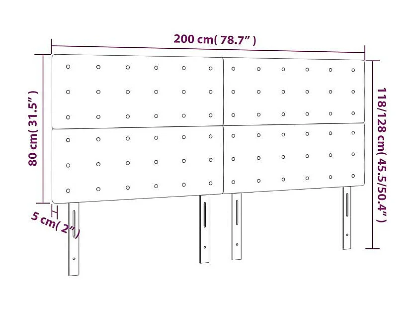 Tête de lit à LED Gris 200x5x118-128 Similicuir