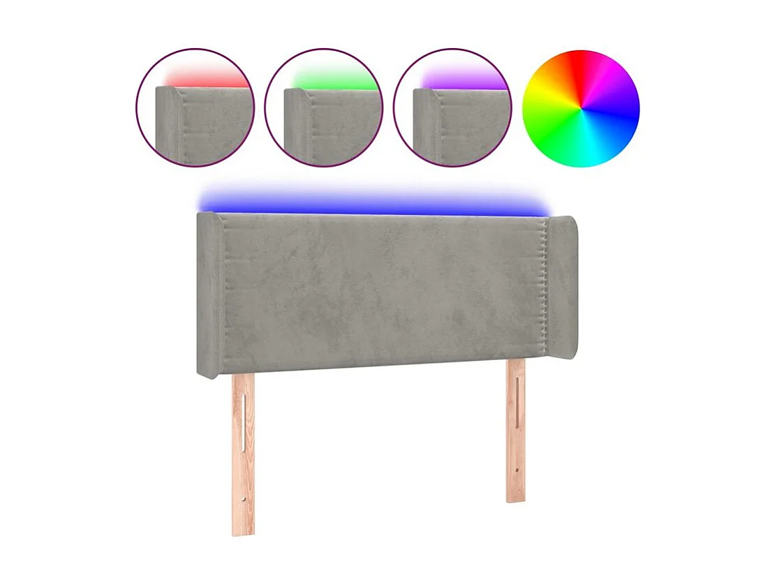 Tête de lit à LED Gris clair 93x16x78-88 Velours