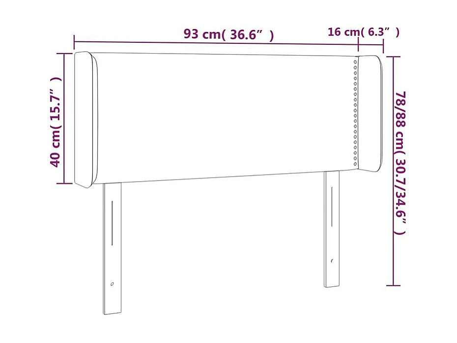 Tête de lit à LED Gris clair 93x16x78-88 Velours