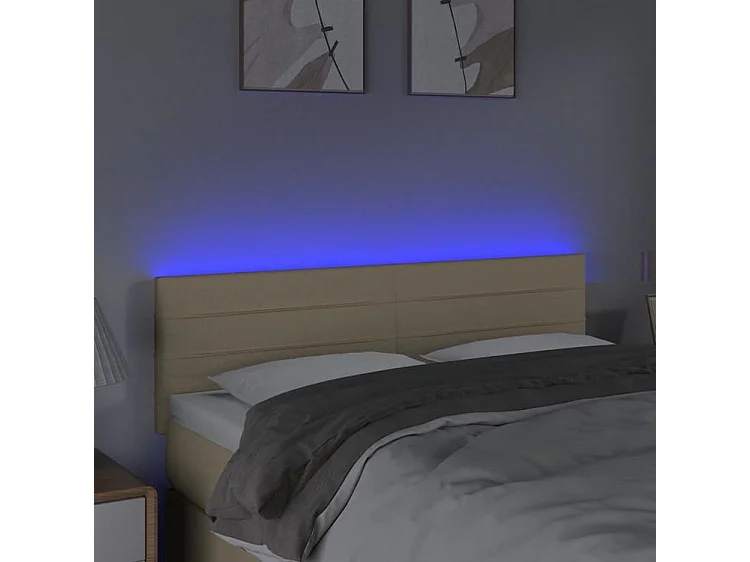 Tête de lit à LED Crème 144x5x78-88 Tissu