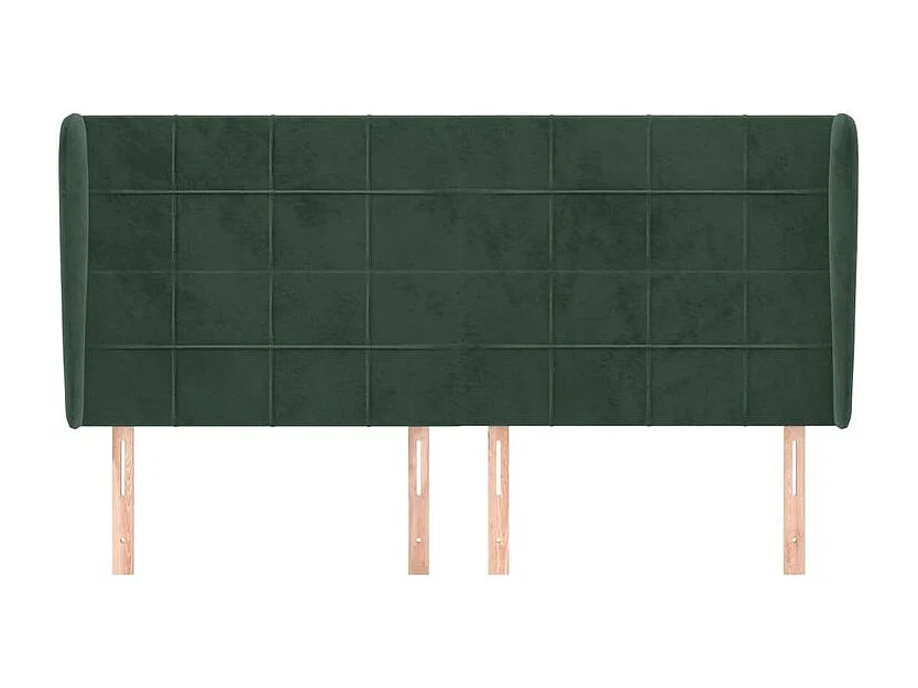 Tête de lit avec oreilles Vert foncé 203x23x118-128 Velours