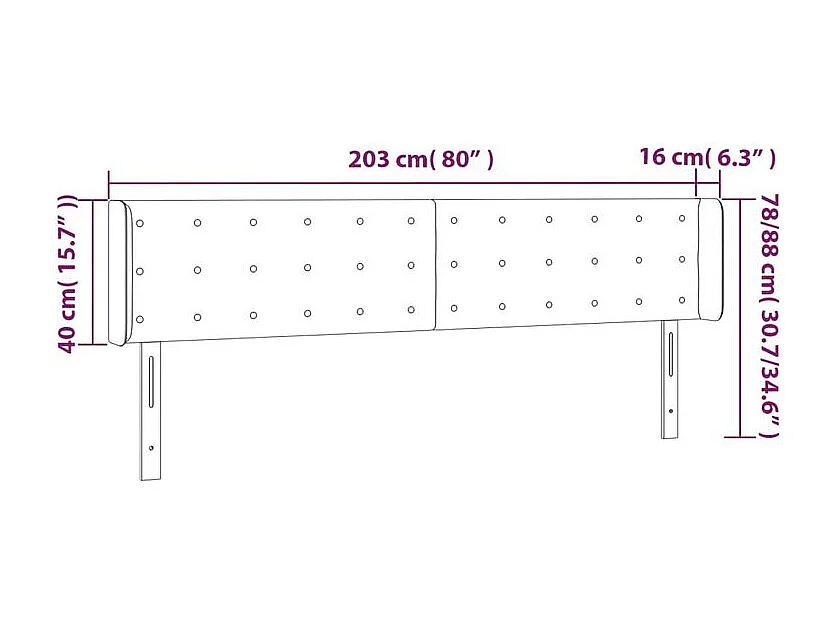 Tête de lit à LED Bleu 203x16x78-88 Tissu
