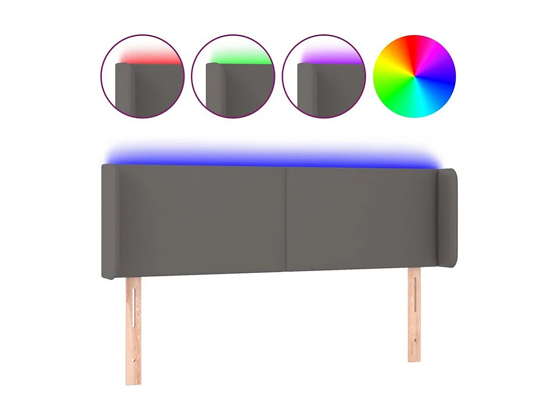 Tête de lit à LED Gris 147x16x78-88 Similicuir
