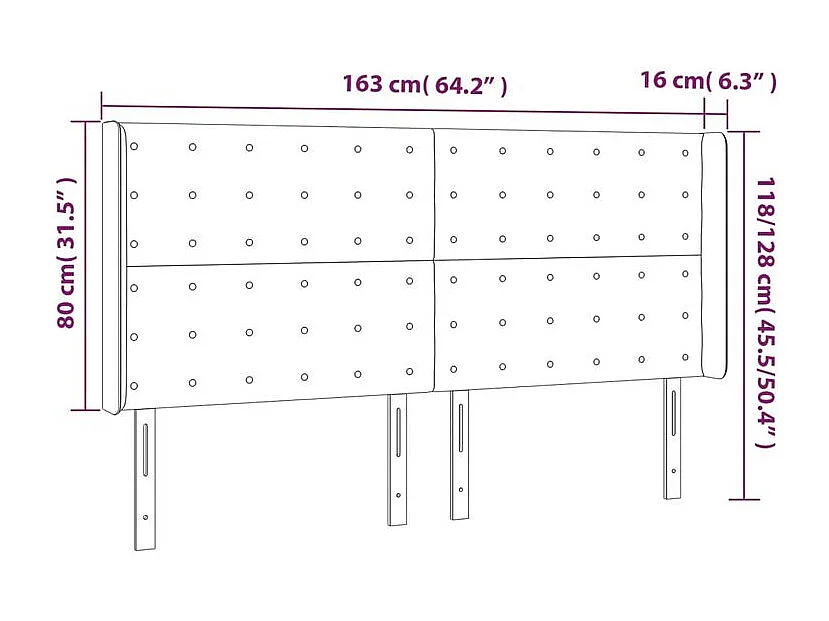 Tête de lit à LED Bleu 163x16x118-128 Tissu